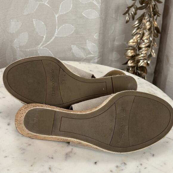Franco Sarto Julien Sandal‎ Cork Wedge Taupe Suede Espadrilles Size-8.5M Boho - Picture 15 of 17